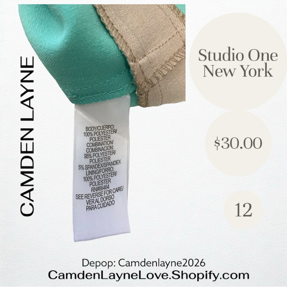 Studio One Green and Tan Mini Dress - Picture 4 of 6